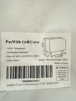 New Griddle Cover for Blackstone 17”/22” Griddle