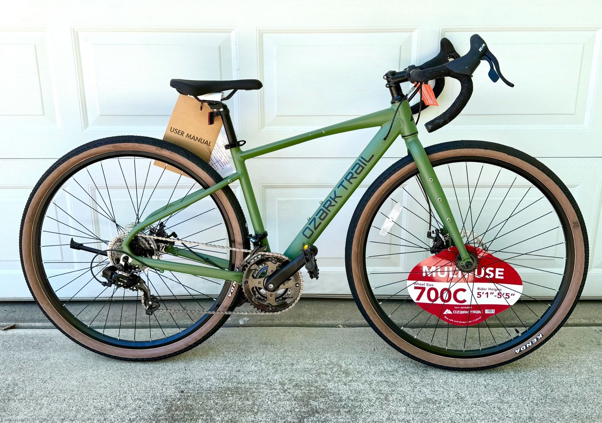 New 700c Ozark Trail G.1 Explorer Drop Bar Gravel Bike For Riders 5'1 - 5'8 Matte Green