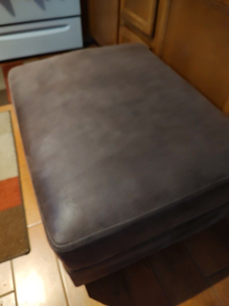 Brown Microfiber Leather Ottoman $20