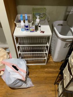 White Wire Basket Drawer Storage Unit