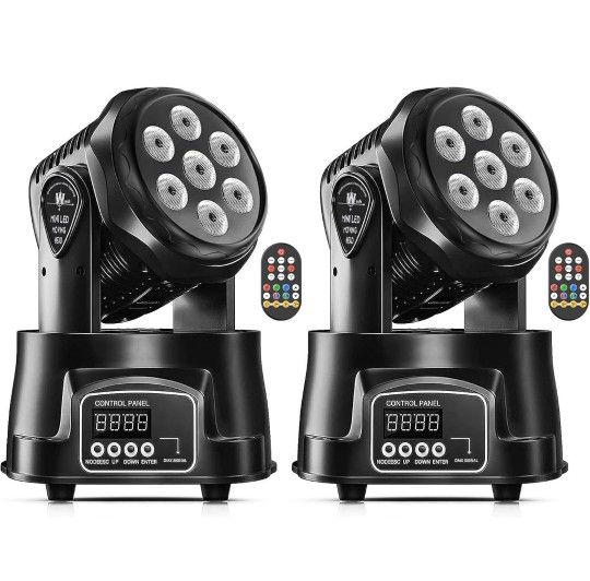 U`King Moving Head Light RGBW Stage Lighting DJ Lights 7 x 10W LED Beam Spotlight 9/14 CH Wash Light with DMX and Sound Activated for Party Church Wed