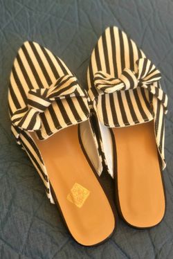 Stripe Mule Slider with bow Size 9