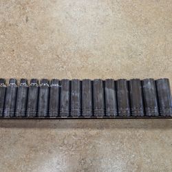 Snap On 15 Piece Deep Metric Socket Set 10mm -24mm  313SMYA Set With Extra Sockets 