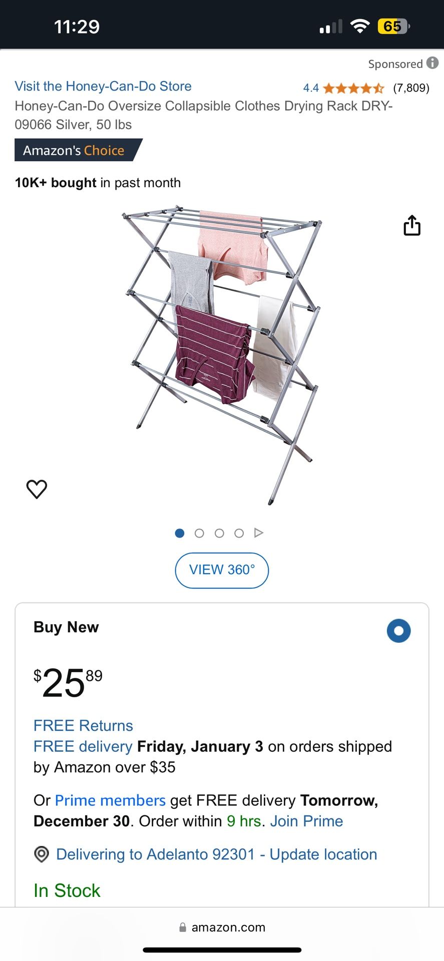 Honey-Can-Do Oversize Collapsible Clothes Drying Rack DRY-09066 Silver, 50 lbs