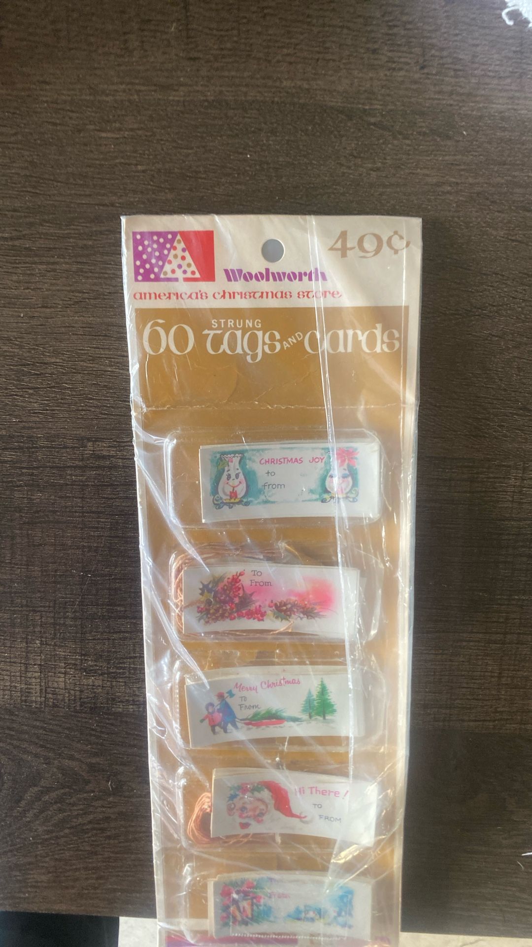 Vintage Christmas tags with strings