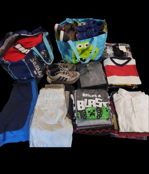 Giant Lot of Boys Clothes, Shoes & Books