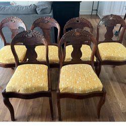 Set of 6 Antique Carved Victorian Dining Chairs
