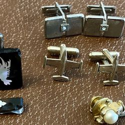 Lot of 5 Sets of Vintage Cufflinks & Tie Clips