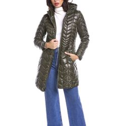Kenneth Cole New York Green Chevron Quilted Coat Women's Size Small NEW WITH TAG