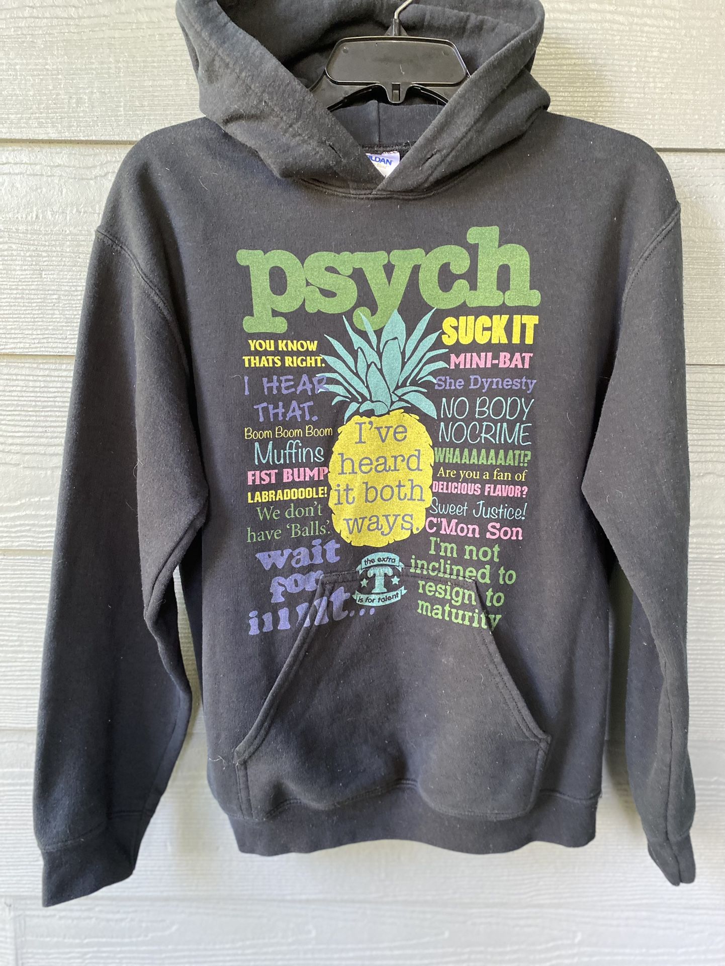 PSYCH SUCK IT PINEAPPLE I’VE HEARD IT BOTH WAYS HOODIE SIZE S