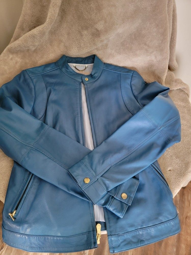 Banana Republic Blue Faux Leather Jacket