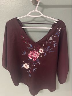 Burgundy Embroidered Blouse