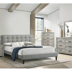 Queen Bed, 1 Night Stand, Dresser, Mirror And Chest (Free Delivery)