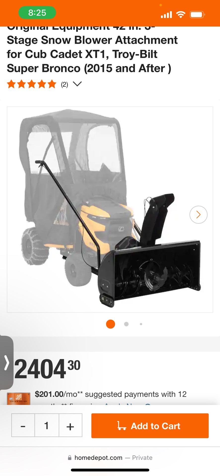 Cub Cadet Snow Blower Attachment