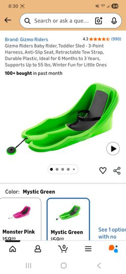 Gizmo Riders Baby Rider, Toddler Sled - 3-Point Harness, Anti-Slip Seat, Tow Strap 6mths to 3 years