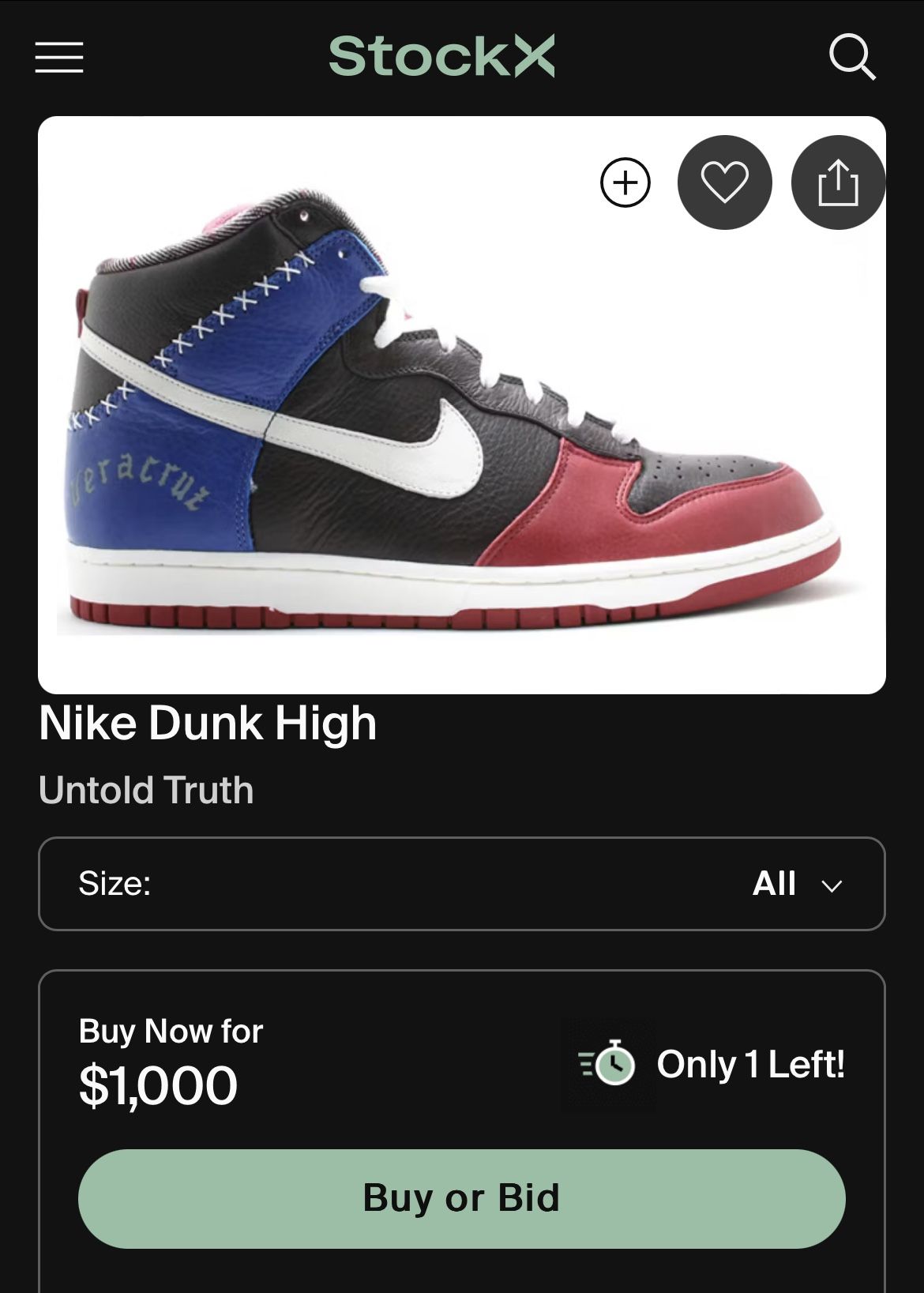 Nike Dunk High Veracruz Untold Truth Josh Gibson Size 10