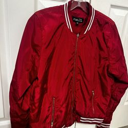 Large Rue 21 Bombers Red Quilt Puffy Jacket 