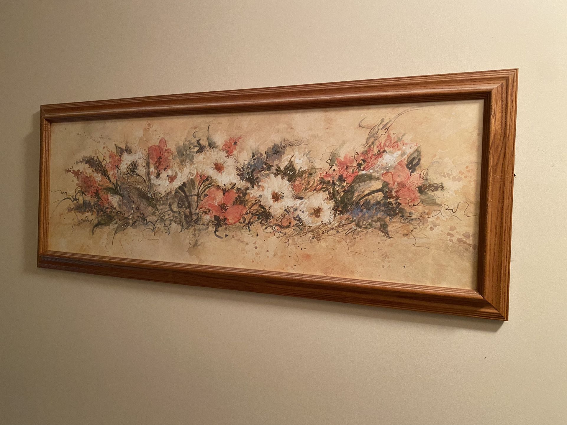 Floral Artwork With Wooden Frame