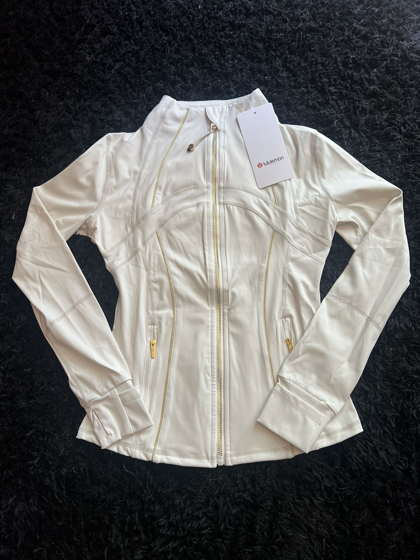 Lululemon Define Jacket Nulu Light Ivory With Gold Zipper Size 2