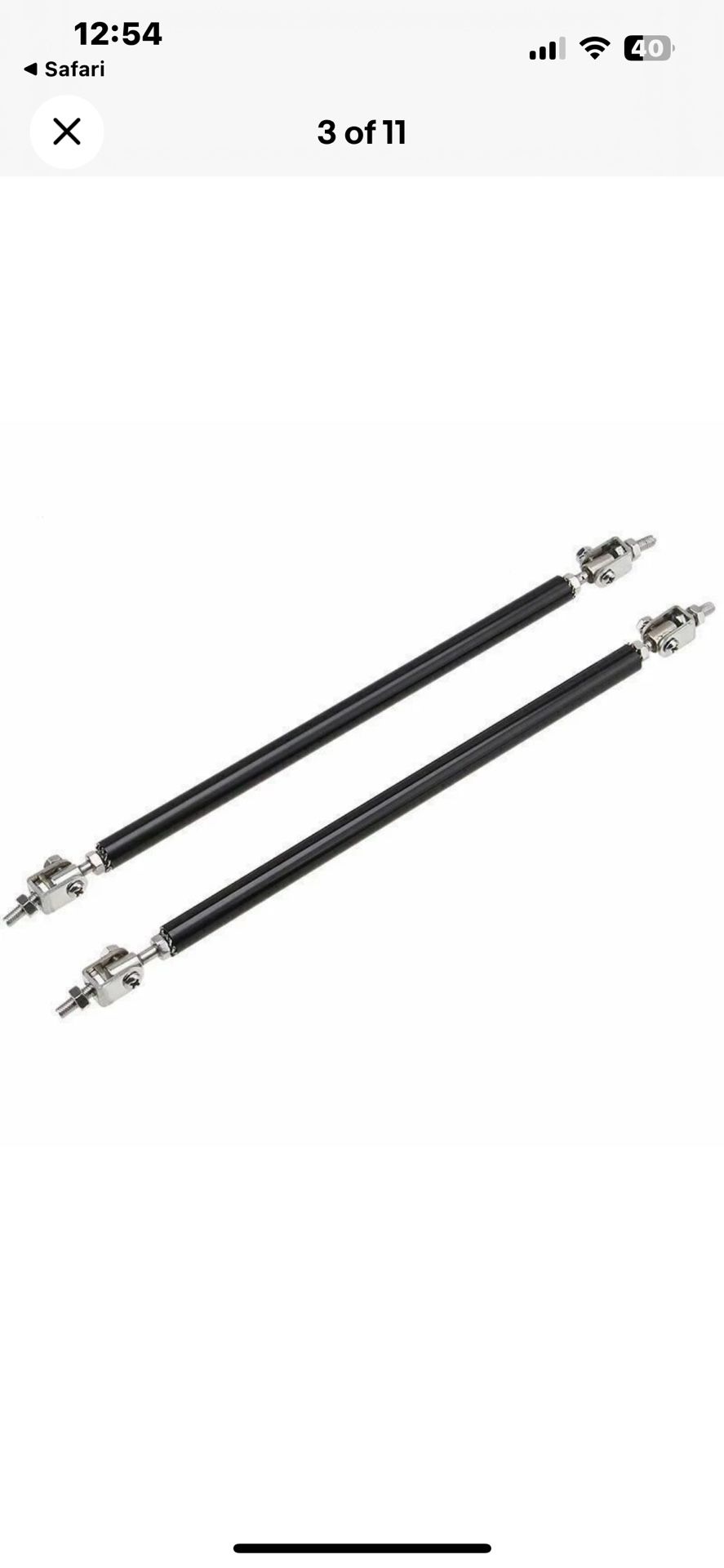 2pc Adjustable Black Front Bumper Strut Rod Ti