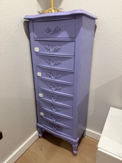 Purple Painted French Provincial Tall Dresser