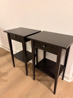 IKEA HEMNES Nightstand / Side Table in the Black-Brown finish.