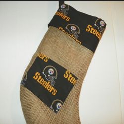Pittsburgh Steelers Stocking with a Pocket for a Little Girft of a Girft Card.