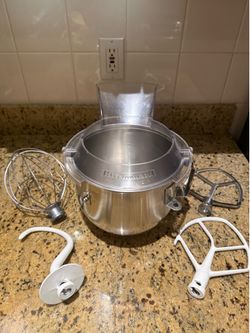 Vintage KitchenAid K5-A Hobart 5 Qt. Bowl + Attachments: Paddle Whisk Hook Shield
