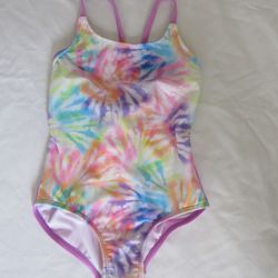 New Girls 4/5T Purple Tie Dyed Swimsuit, Cat & Jack