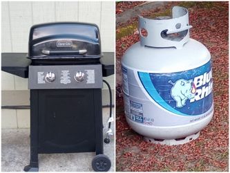 Dyna-Glo 2 burner, propane gas barbeque grill W/propane tank