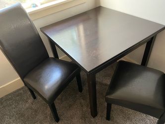 Dining table, expandable, with 2 chairs