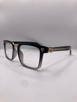 Chrome hearts black and gold saints logo blue light glasses