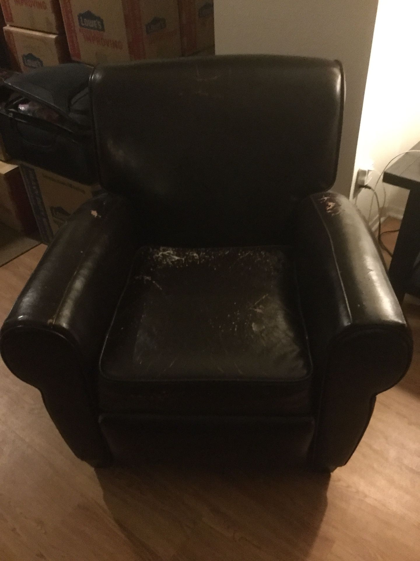 Well loved leather recliner