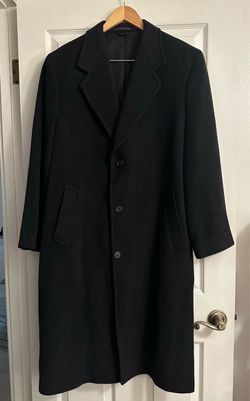 Vintage Like New London Fog Men's Wool 42L 42 Long Overcoat Black Dark Charcoal Coat  48”