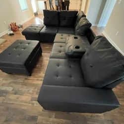 BLACK Sectionals/ W Ottoman & Cup Holders Available !!! $775 Brand New Delivered !!!!
