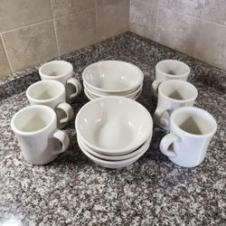 Cream Modern Dinnerware 12 Set Bowl & Coffee Mugs