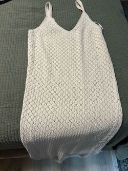 Cream Crochet Knit Mini Dress Size Small, Never Worn
