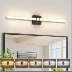 BrkNit Modern Black Vanity Light Bar 32 Inch, 24W 5CCT Dimmable Bathroom Light Fixtures LED Wall Lighting Fixture