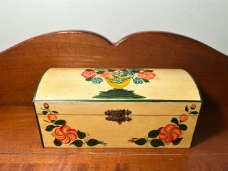 Wooden Painted Storage Box 8.25” long x 4.25” wide x 3.75” tall