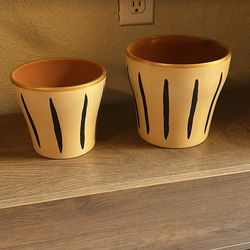Set of Hand Painted Terracotta Pots