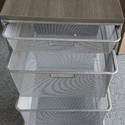 Set of 2 Container Store Mesh Drawer Units with Wood Top – Excellent Condition
