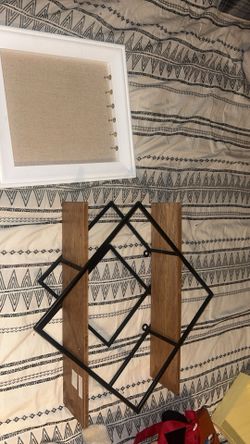 Decor White Frame And Hanging Wood