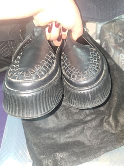 Black Leather Platform Creeper Shoes