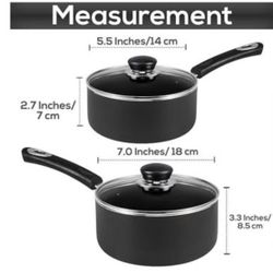 1 & 2 quart nonstick saucepans and cooking pots with lids