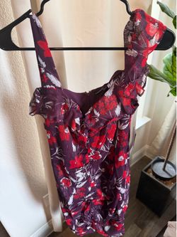 Guess Purple Mini Dress with Red & White Floral Print size 4 New