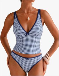 ZAFUL Tankini Swimsuits for Women V Neck Two Piece Bowknot Bathing Suit
Polka Dots, Tummy Control, Cute Swimsuit, Y2k Tankini, Cheeky Gingham Floral S