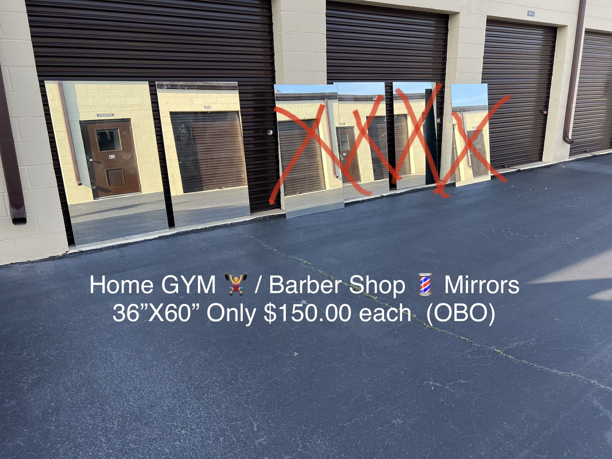 Home GYM 🏋️♀️ / Barber Shop 💈 Mirrors 36”X60” Only $150.00 each (OBO)