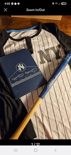 NEW YORK YANKEES: 1989 CMC Mickey Mantle Complete Card Album Set w/ Record & Story Book, preowned (med) shirt & mini wooden bat, firm.