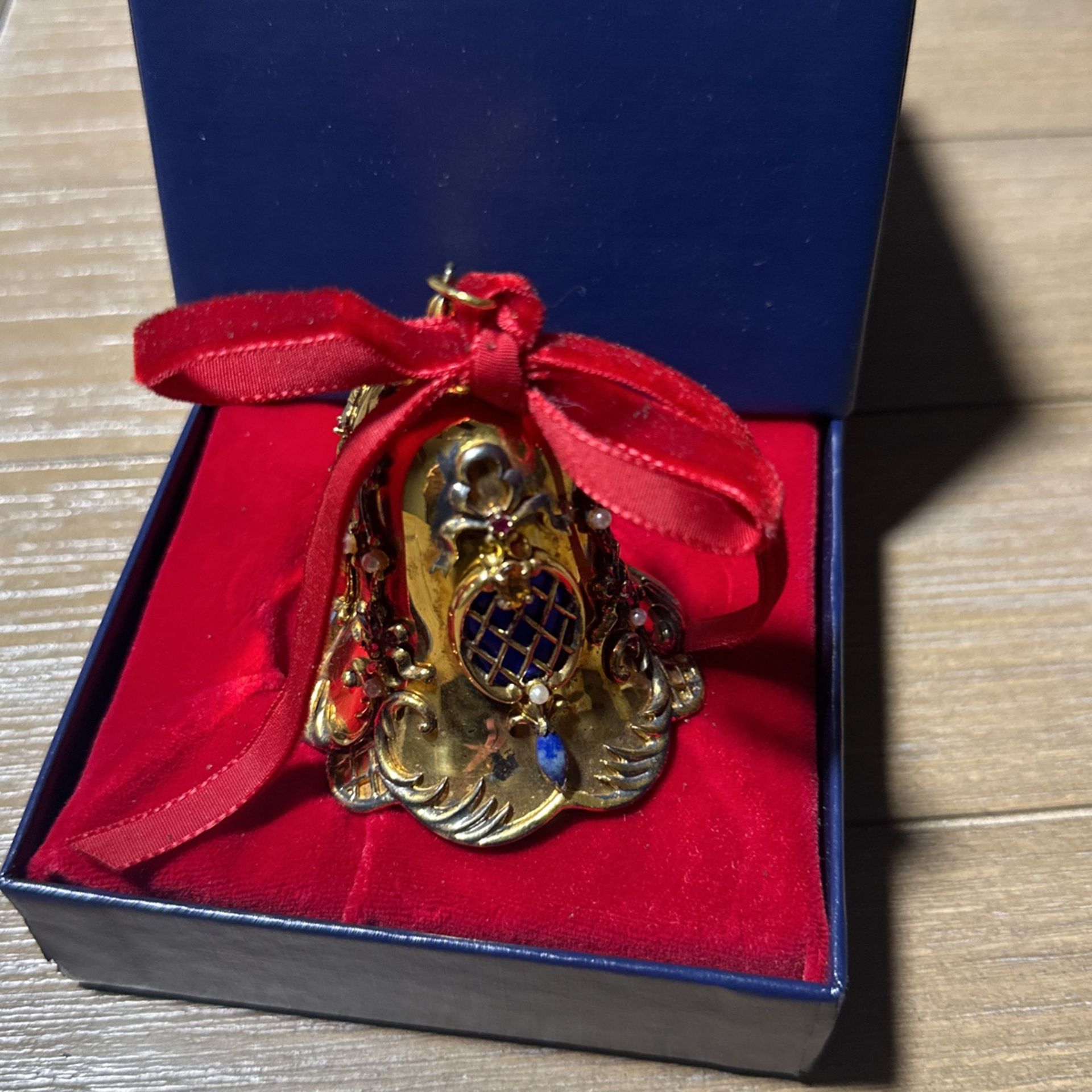 Rare 1987 FABERGE FIRST JEWEL CHRISTMAS BELL FRANKLIN MINT STERLING SILVER