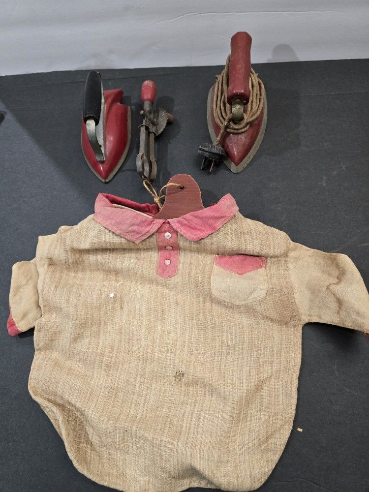 Vintage Primitive Iron, Toy Iron, Churn, Shirt